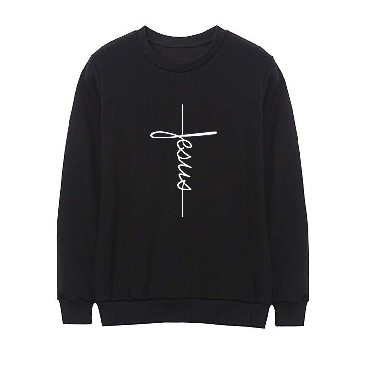 Jesus Letter Graphic Pullover Hoodie